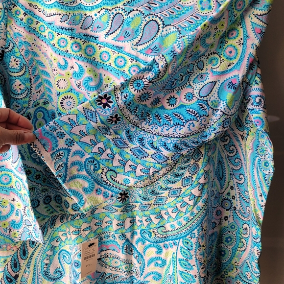 Talbots Blue Paisley Bateau Neck Size PXL 3/4 Sleeve Imported NEW Multicolor - Picture 5 of 9